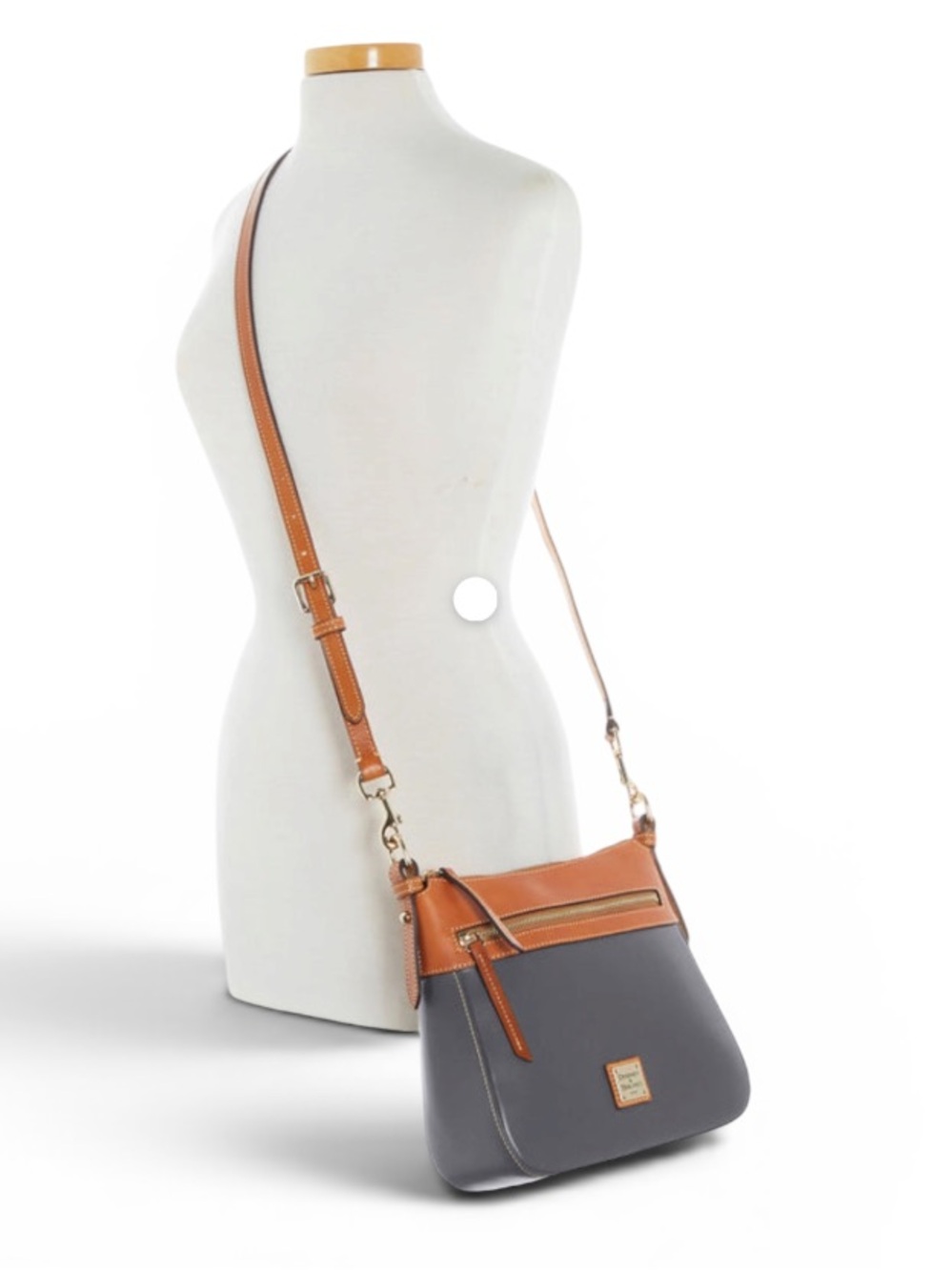 Dooney & Bourke Wexford leather Gray and Tan Leather Crossbody Bag nwt - Picture 3 of 4